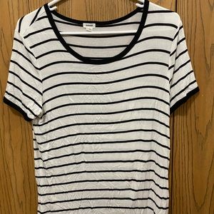 Black and white strip short sleeve garage t-shirt